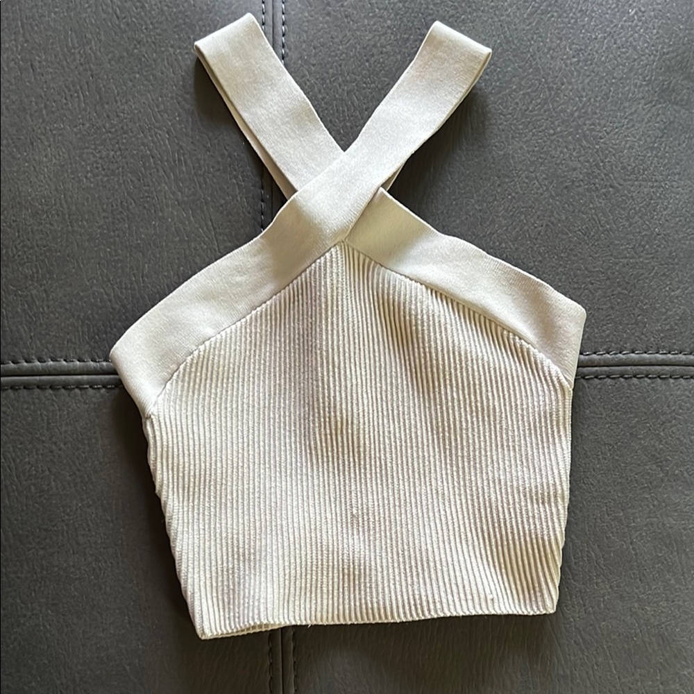 Aritzia Babaton Sculpt Knit Criss Cross Cropped Tank